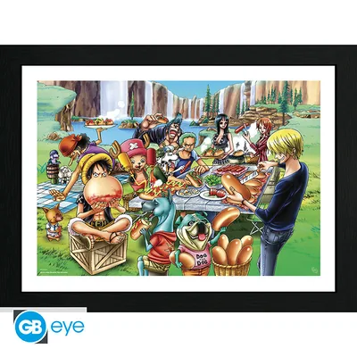 Lámina enmarcada One Piece Hot-Dog Party 30x40 cm