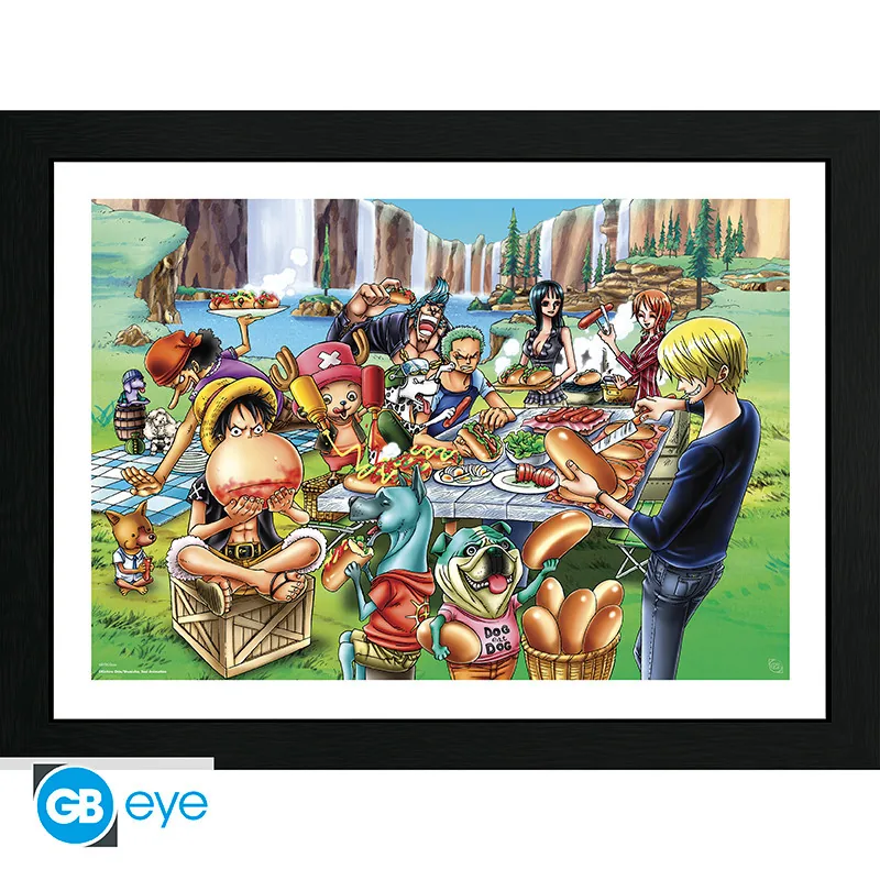 Lámina enmarcada One Piece Hot-Dog Party 30x40 cm