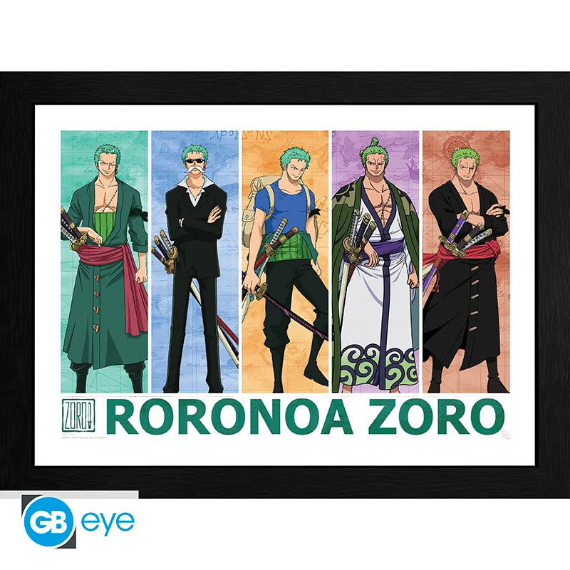 Lámina enmarcada One Piece Pirate Hunter Zoro 30x40 cm