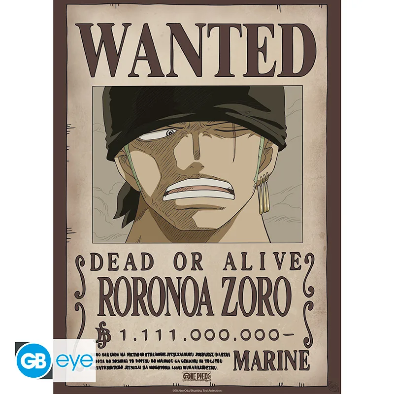 Póster Chibi One Piece Wanted Zoro Wano 52x38 cm