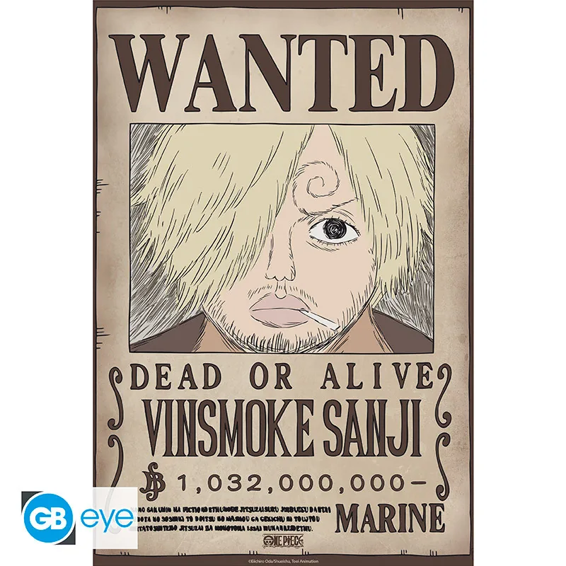 Póster Chibi One Piece Wanted Sanji Wano 52x38 cm