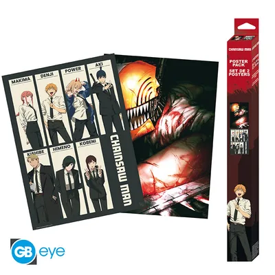 Set 2 pósteres Chibi Chainsaw Man Devil Hunters 52x38 cm