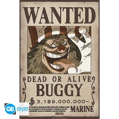 Póster Chibi One Piece Wanted Buggy Wano 52x38 cm