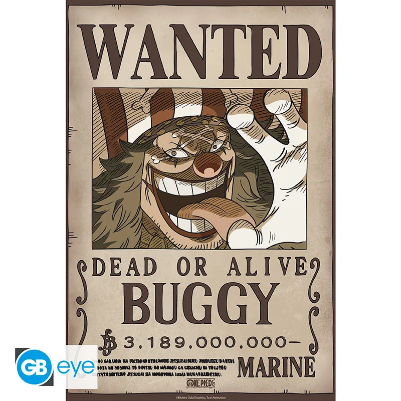 Póster Chibi One Piece Wanted Buggy Wano 52x38 cm
