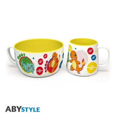 Set de desayuno taza y bol Pokémon Pikachu y Iniciales de Kanto