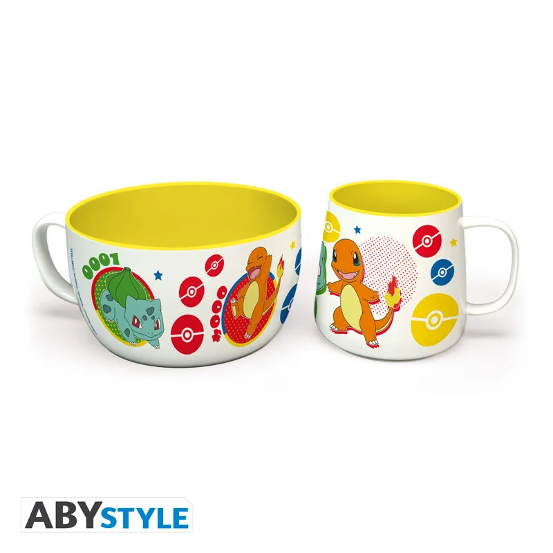 Set de desayuno taza y bol Pokémon Pikachu y Iniciales de Kanto