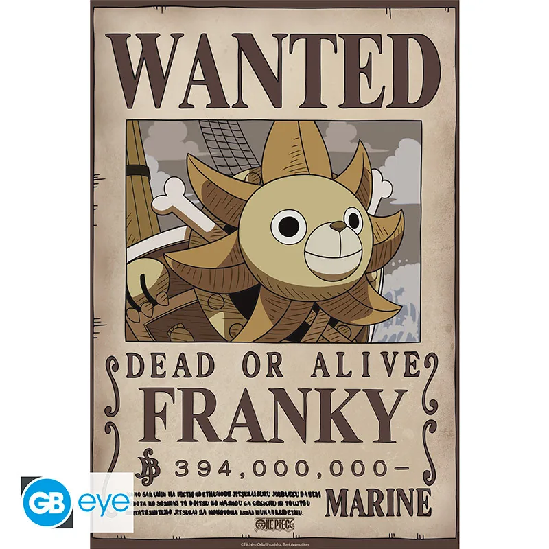 Póster Chibi One Piece Wanted Franky Wano 52x38 cm
