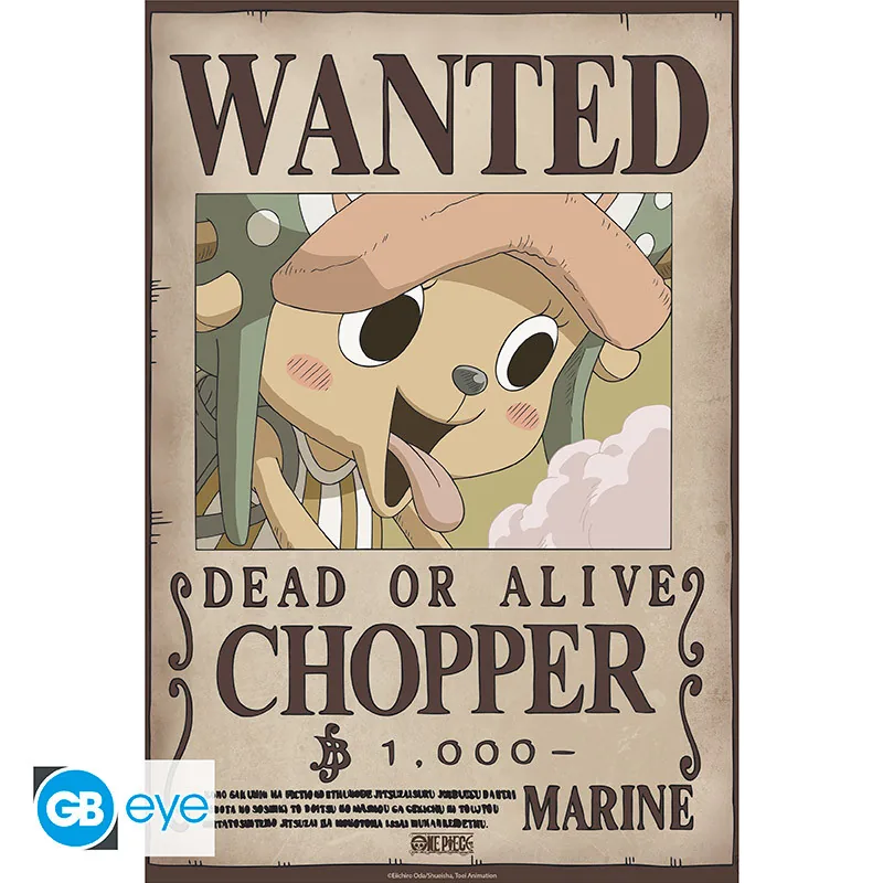 Póster Chibi One Piece Wanted Chopper Wano 52x38 cm