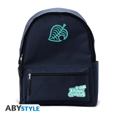 Mochila azul Animal Crossing Logo hoja