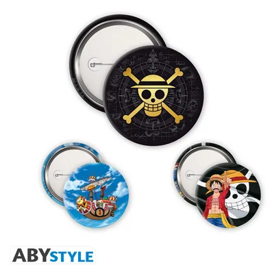 Pack de chapas One Piece Calavera y Luffy