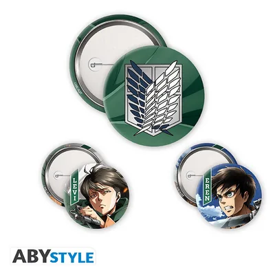 Pack de chapas Ataque a los Titanes Eren y Levi