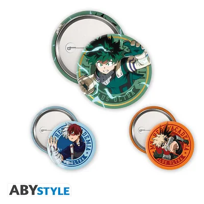 Pack de chapas My Hero Academia Midoriya, Bakugo y Todoroki