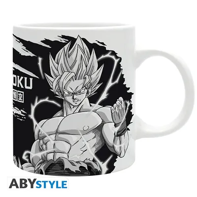 Taza Dragon Ball Z Goku blanco y negro 320 ml