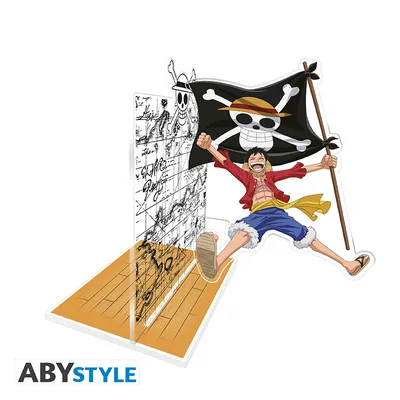 Sujetalibros Acryl® One Piece Luffy con su bandera
