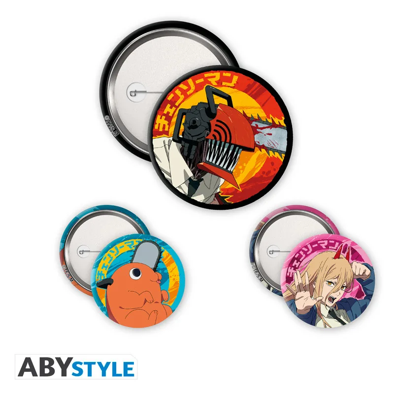 Pack de chapas Chainsaw Man Denji, Devil y Pochita