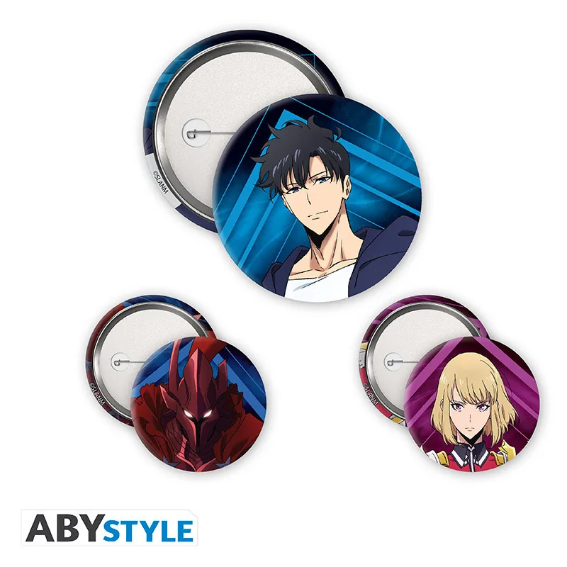 Pack de chapas Solo Leveling Igris, Jinwoo y Cha Hae In
