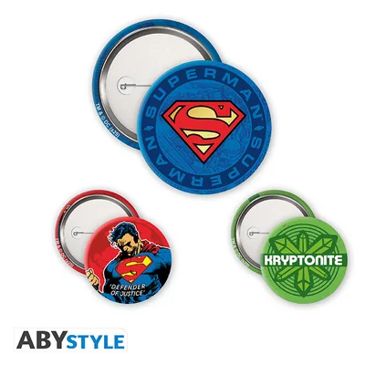 Pack de chapas DC Comics Superman, logo y kryptonita