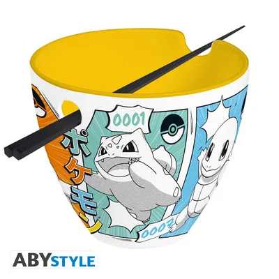 Bol de ramen con palillos Pokémon Iniciales Manga