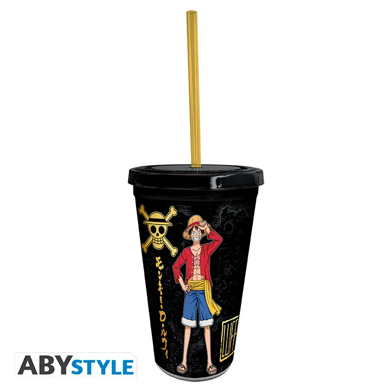 Vaso con pajita One Piece Luffy y Zoro 470 ml