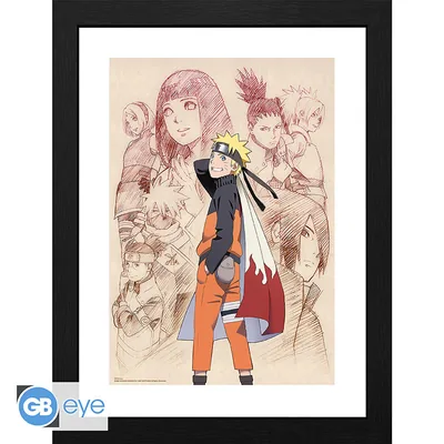 Lámina enmarcada Naruto Shippuden Naruto y sus aliados 30x40 cm