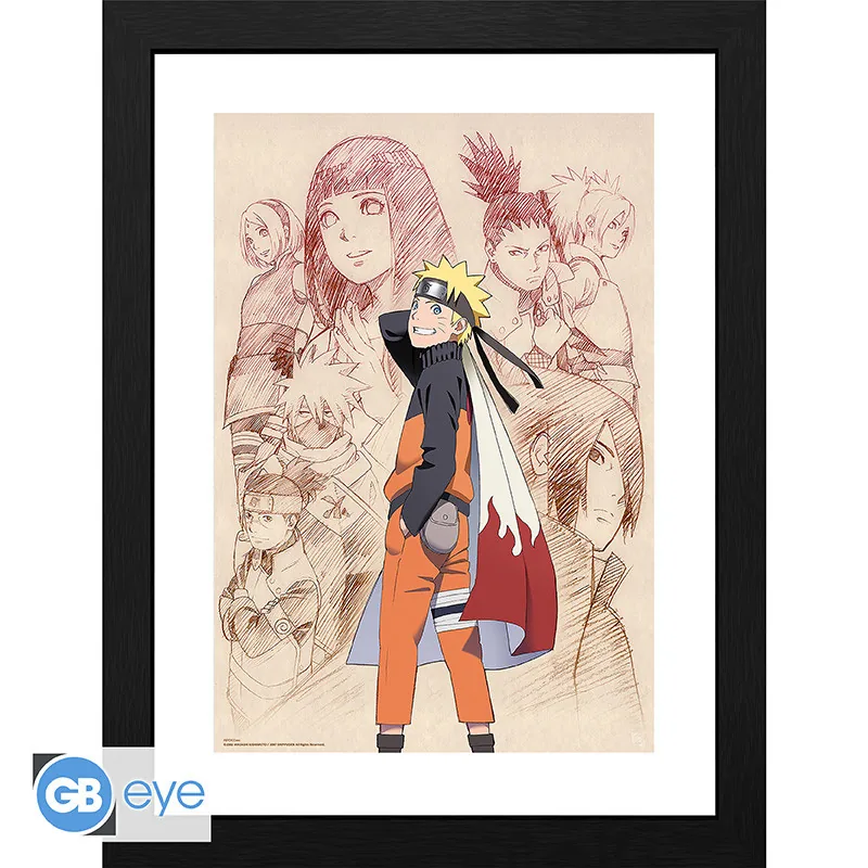 Lámina enmarcada Naruto Shippuden Naruto y sus aliados 30x40 cm