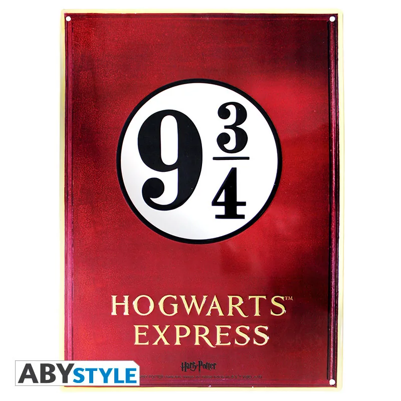 Placa metálica Harry Potter Andén 9 3/4 28x38 cm con gancho