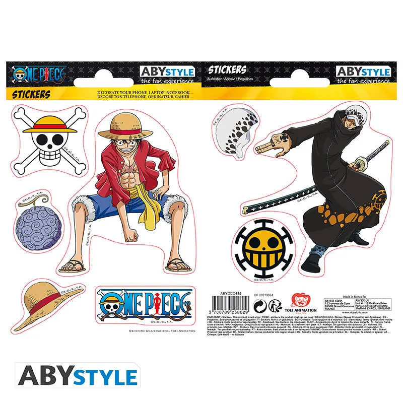 Pegatinas One Piece Luffy y Law 16x11 cm