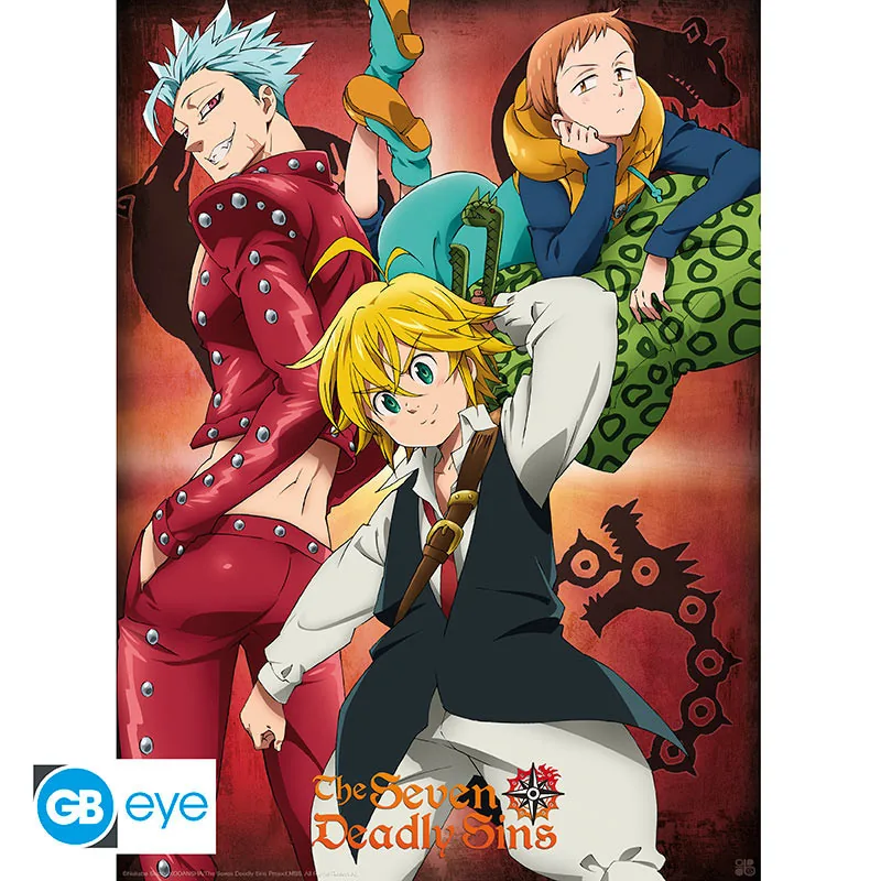 Póster The Seven Deadly Sins Chibi Ban, King y Meliodas 52x38 cm