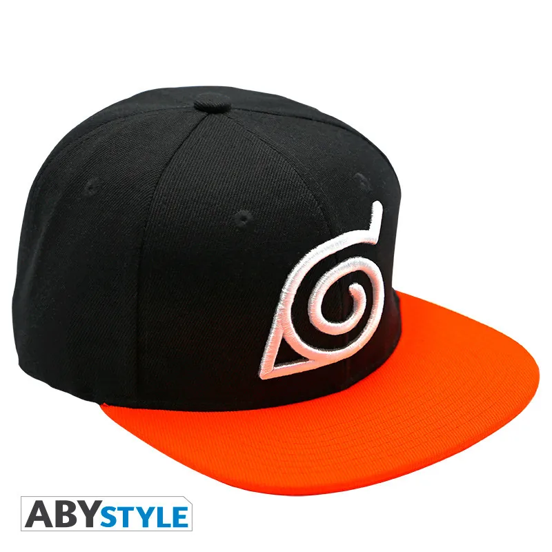 Gorra snapback Naruto Shippuden Konoha negra y naranja