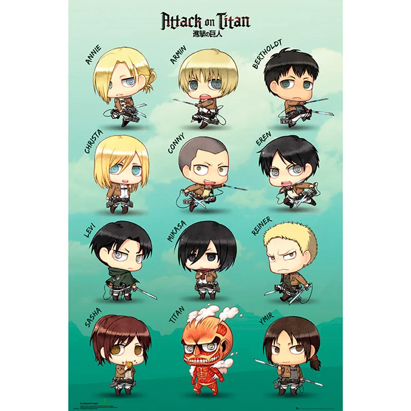 Póster Maxi Attack on Titan Personajes chibi 91,5x61 cm