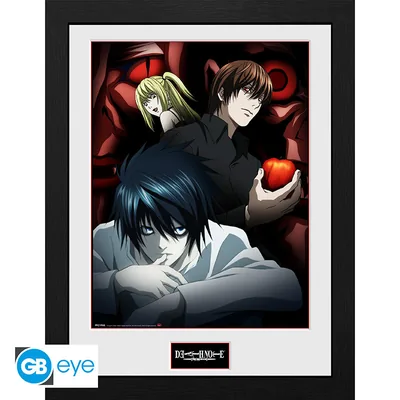Lámina enmarcada Death Note Light, L y Misa 30x40 cm