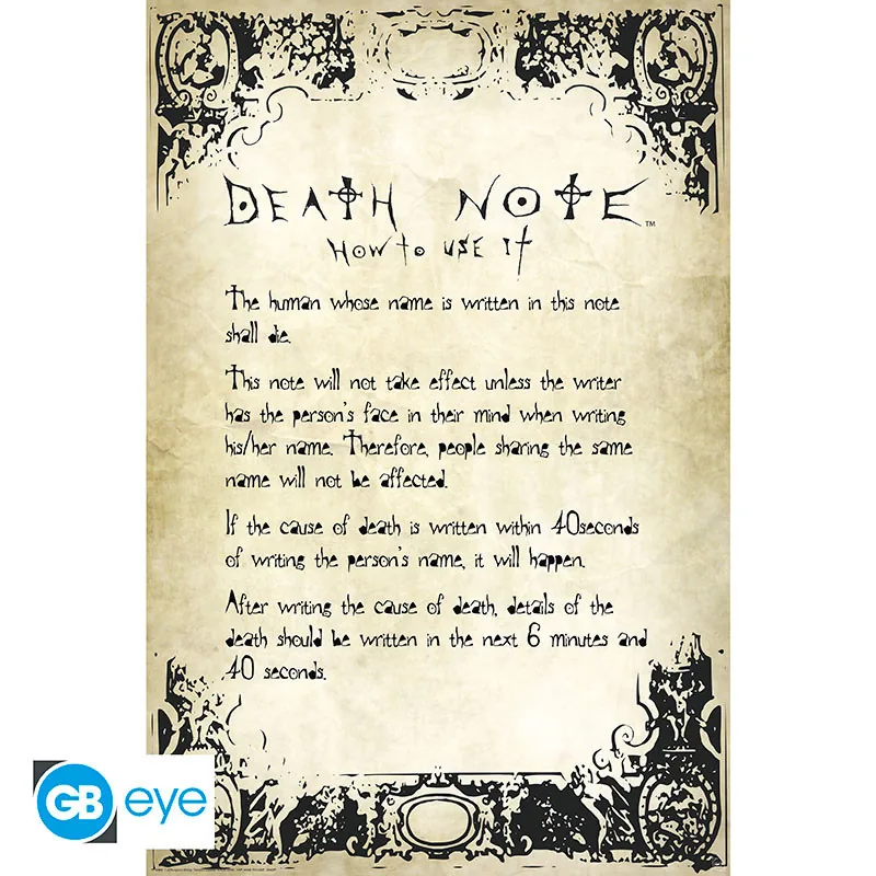 Póster Death Note Rules 91,5x61 cm