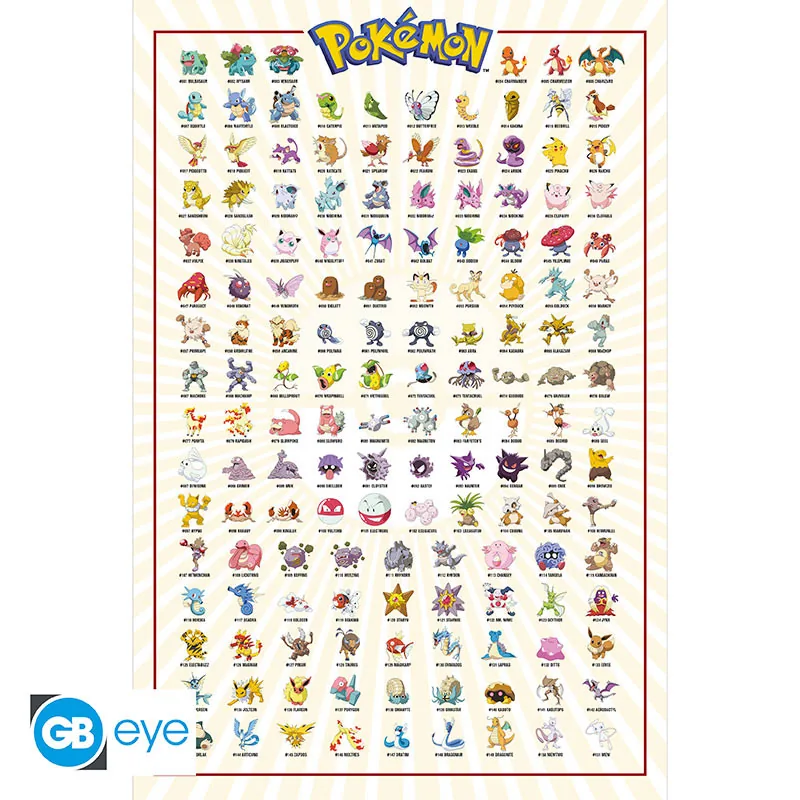 Póster Pokémon Kanto 151 English 91,5x61 cm