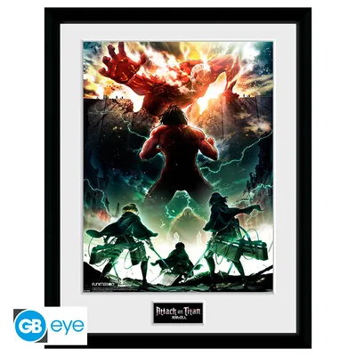 Lámina enmarcada Ataque a los Titanes Key Art 30x40 cm