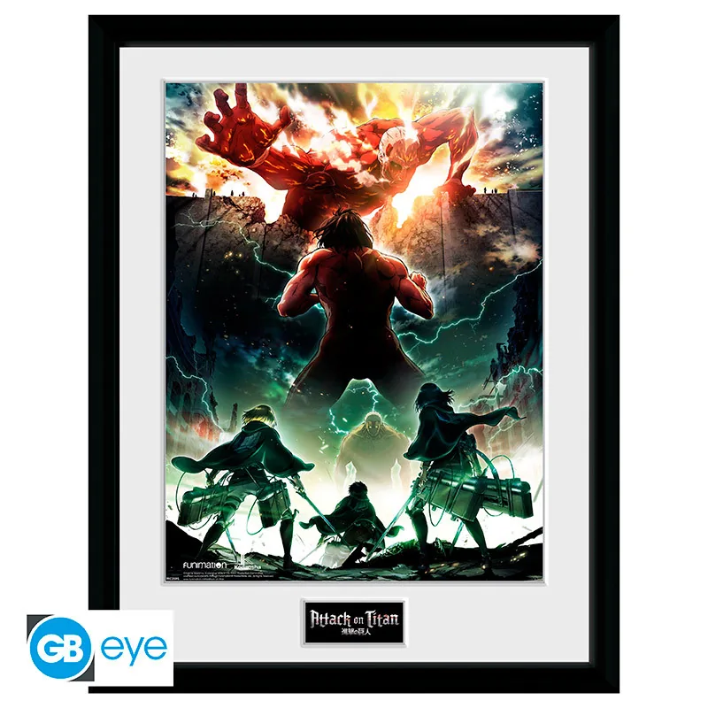 Lámina enmarcada Ataque a los Titanes Key Art 30x40 cm