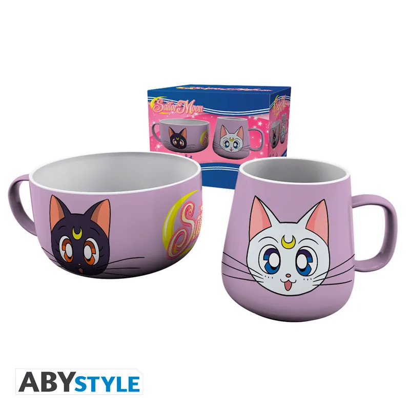 Set de desayuno taza y bol Sailor Moon Luna y Artemis