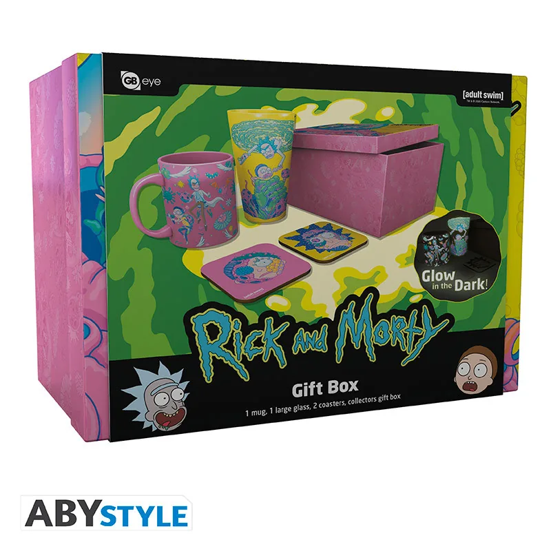 Pack vaso XXL + taza + 2 posavasos Rick y Morty Pattern
