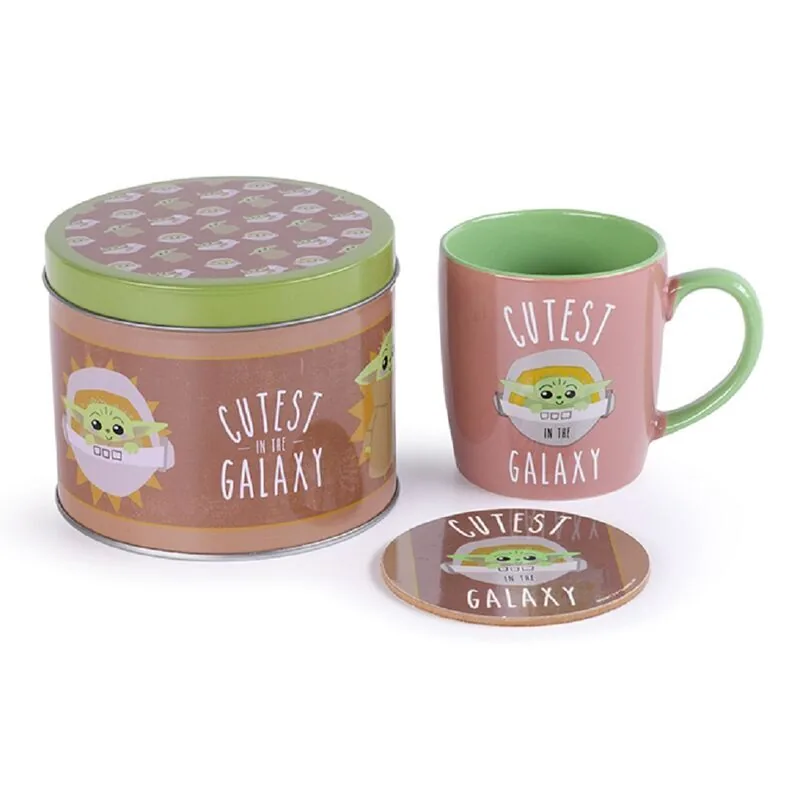 Lata regalo Taza + posavasos Mandalorian Star Wars
