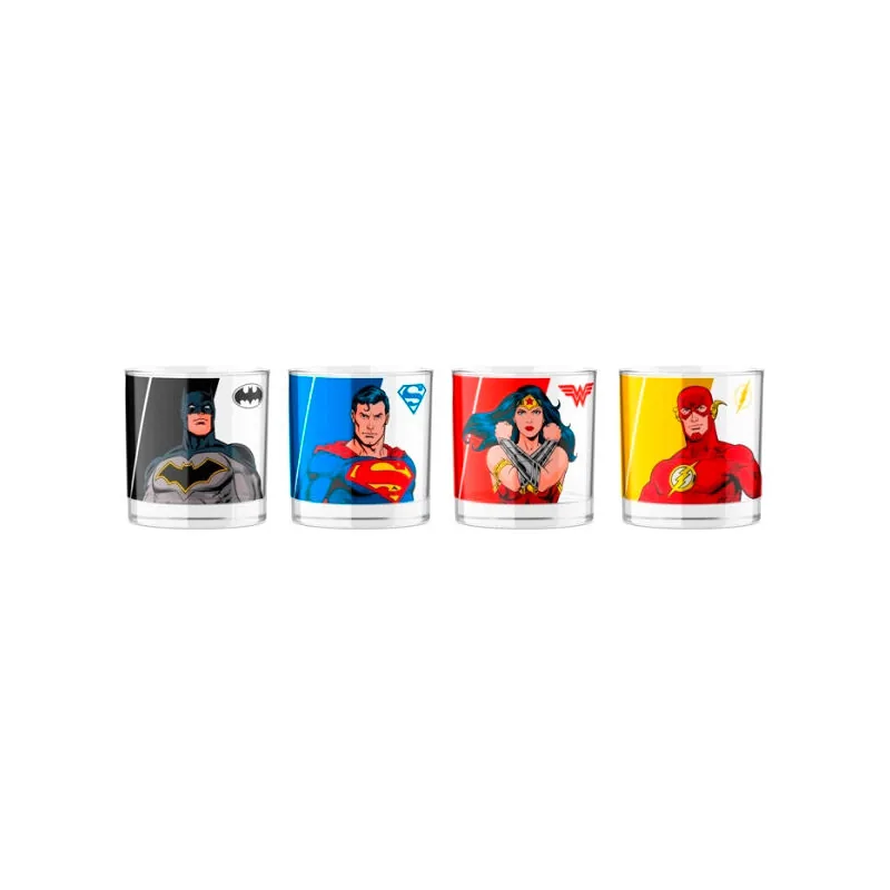 Set 4 mini vasos Superheroes DC Comics