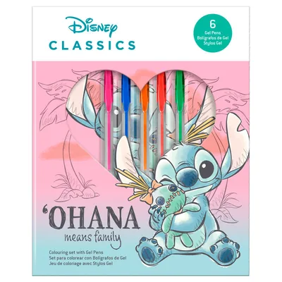 Blister cuaderno actividades + 6 boligrafos gel Stitch Disney