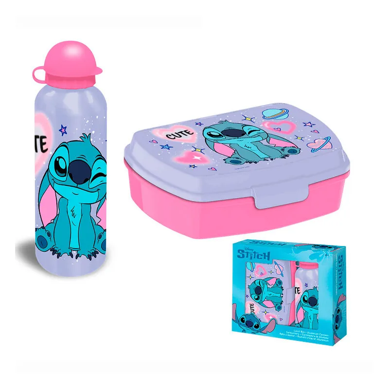 Set cantimplora aluminio + sandwichera Stitch Disney