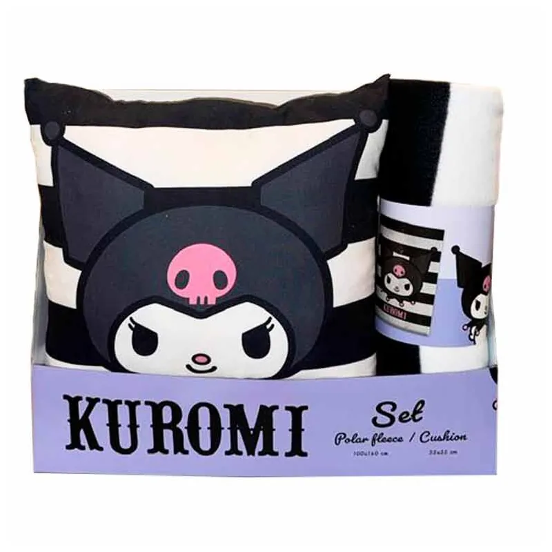 Set manta polar + cojin Kuromi Hello Kitty