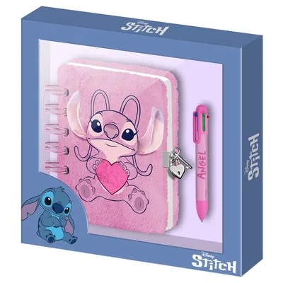 Diario peluche + Boligrafo Corazon Angel Stitch Disney