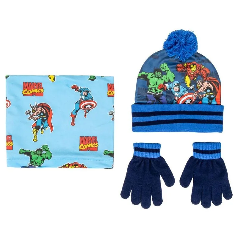 Conjunto gorro guantes braga cuello Los Vengadores Avengers Marvel