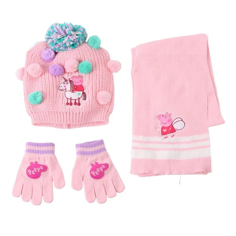 Conjunto gorro guantes bufanda Peppa Pig