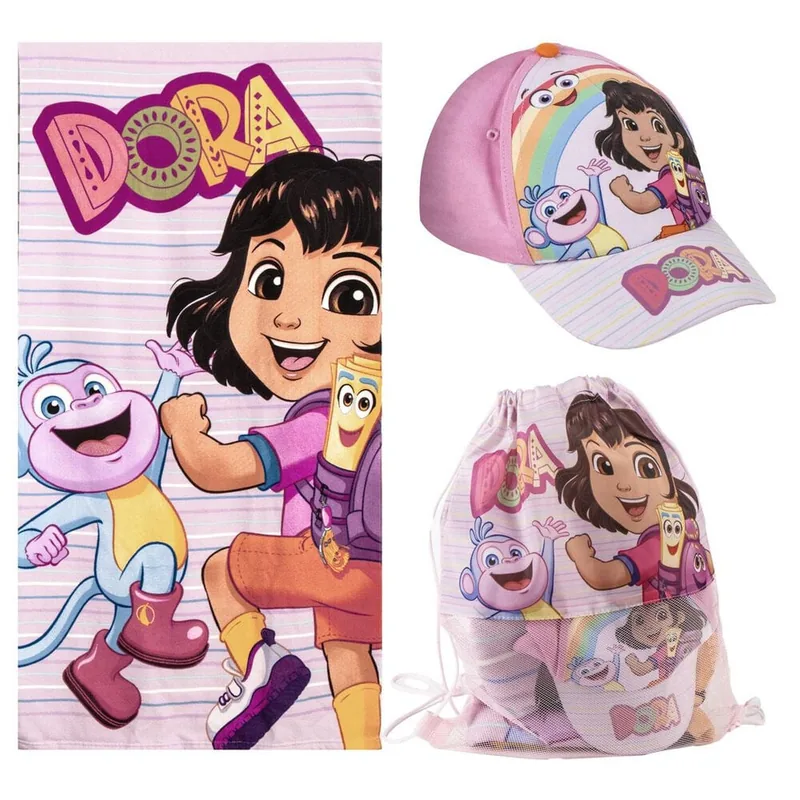 Set toalla + saco + gorra Dora la Exploradora