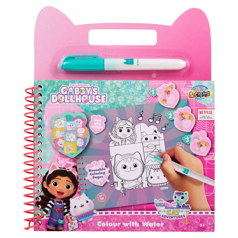 Libro magico pinta con agua La Casa de Muñecas de Gabby