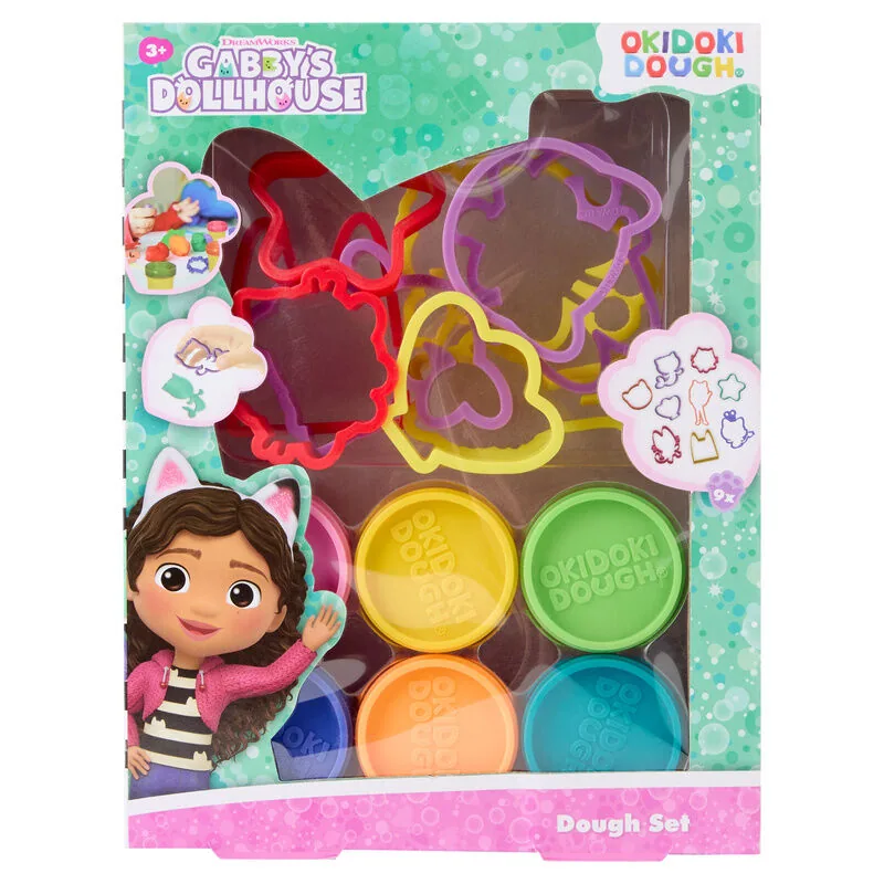 Blister 6 mini botes plastilina + moldes La Casa de Muñecas de Gabby
